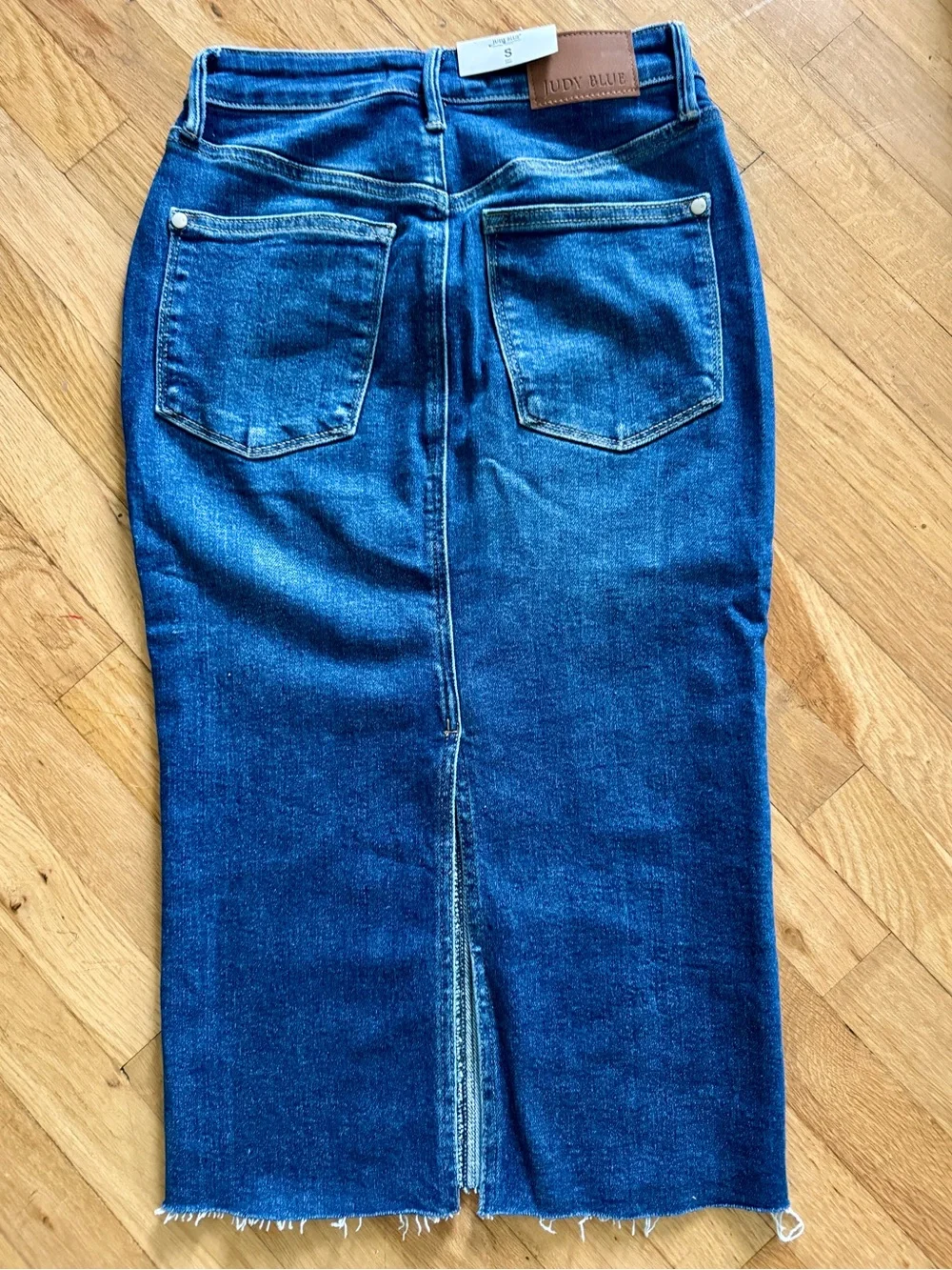 Judy Blue Stretch Denim Pencil Skirt Raw Hem JB2831 Dark Blue Size S - Picture 7 of 9